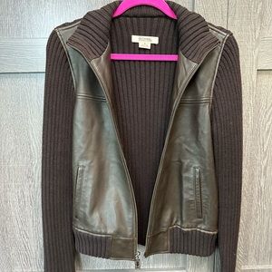 LN Vintage Michael Michael Kors Chocolate leather and knit jacket cardigan